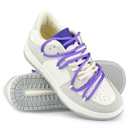 Sneakers da donna con lacci viola bianca 1