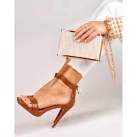 Sandali da donna con tacco alto color caramello marrone 2