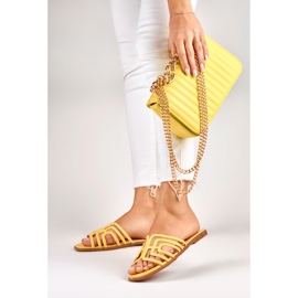 Sandali piatti da donna eleganti gialli giallo 2