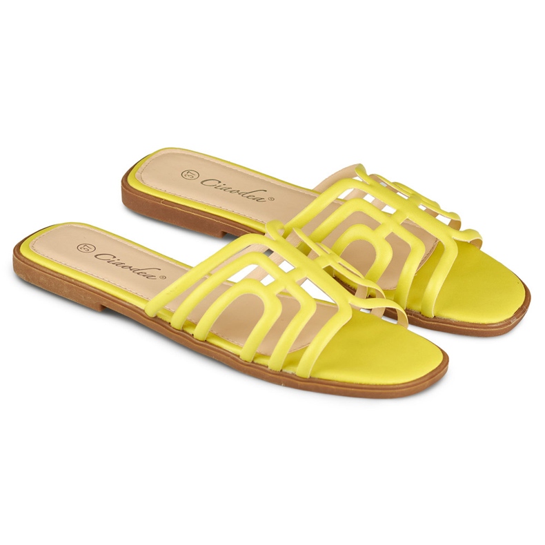 Sandali piatti da donna eleganti gialli giallo 1
