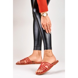 Pantofole piatte da donna eleganti rosse rosso 2