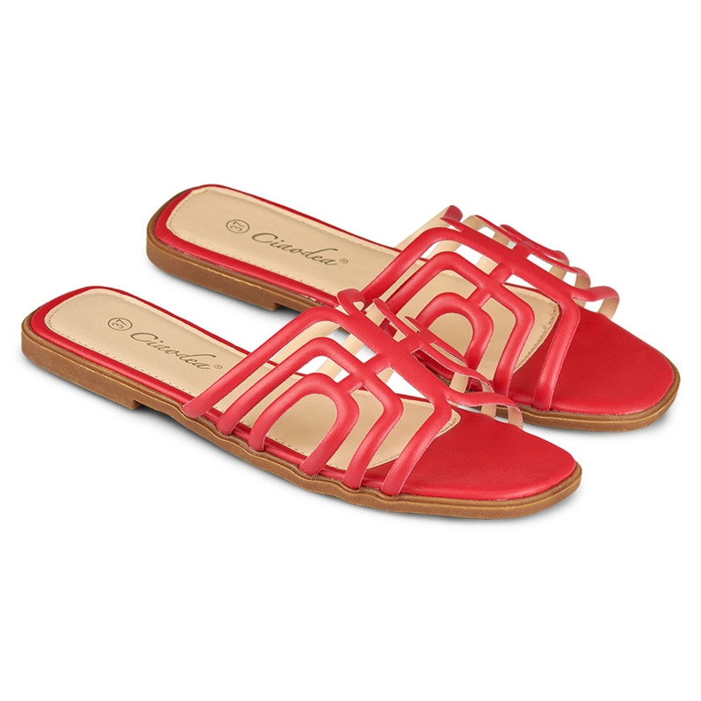 Pantofole piatte da donna eleganti rosse rosso 1