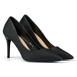 Eleganti tacchi alti neri con glitter leggeri nero 1