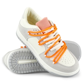 Sneakers da donna con lacci arancioni bianco 1