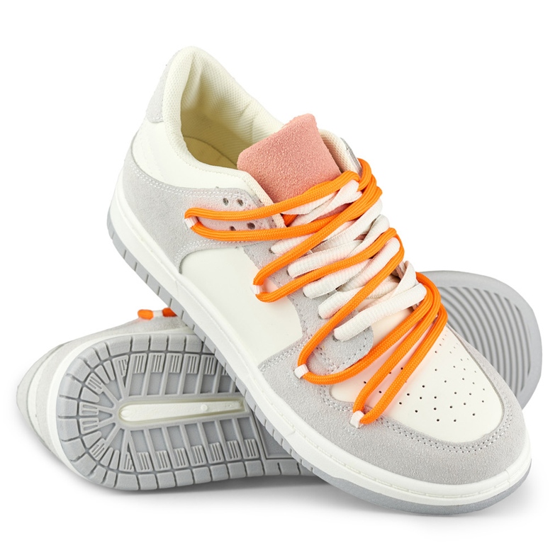 Sneakers da donna con lacci arancioni bianco 1