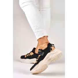 Sneakers da donna alla moda con suola spessa nero 2