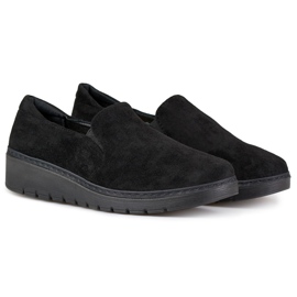 Comode scarpe da donna in camoscio nero 1