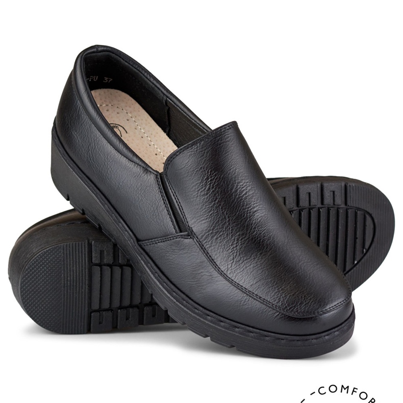 Comodi mocassini da donna realizzati in ecopelle nera nero 1
