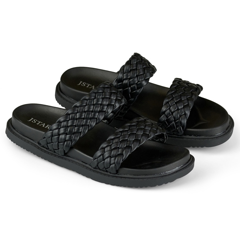 Pantofole intrecciate nere da donna nero 1