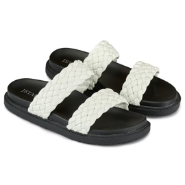 Pantofole da donna in tessuto bianco e nero 1