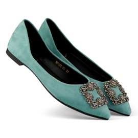 Eleganti ballerine da donna con decorazione verde 1