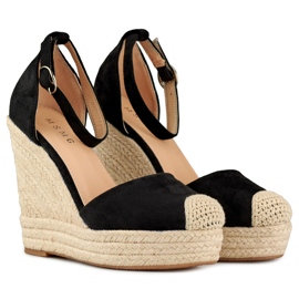 Espadrillas con zeppa da donna nere nero 1