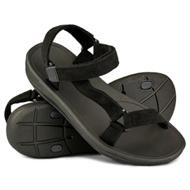 Sandali neri da donna con velcro nero 1