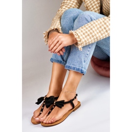 Sandali da donna neri con fiocco nero 2