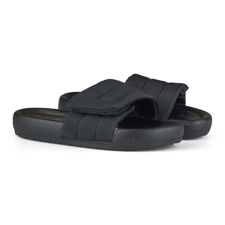 Pantofole nere da donna regolabili con velcro nero 2