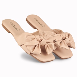 Ciabatte beige con fiocco di Isanna 1