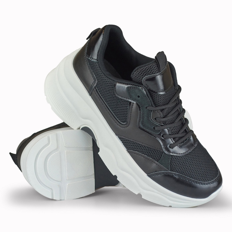 Sneakers da donna nere con plateau di Geori nero 2