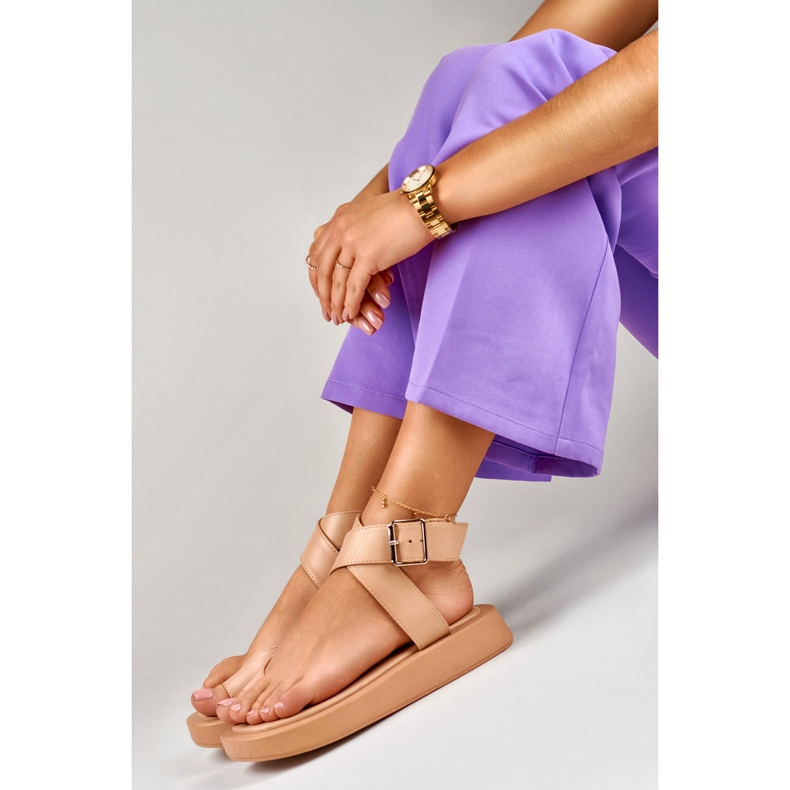 Sandali alla caviglia da donna beige di Lisa 1