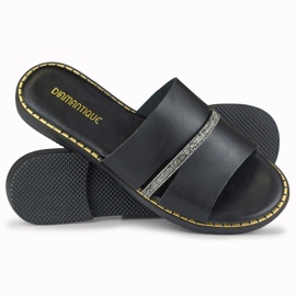 Eleganti pantofole da donna nere con decorazione nero 1