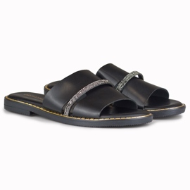 Eleganti pantofole da donna nere con decorazione nero 2