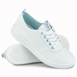 Sneakers traforate bianche e blu di Bellis bianco 1