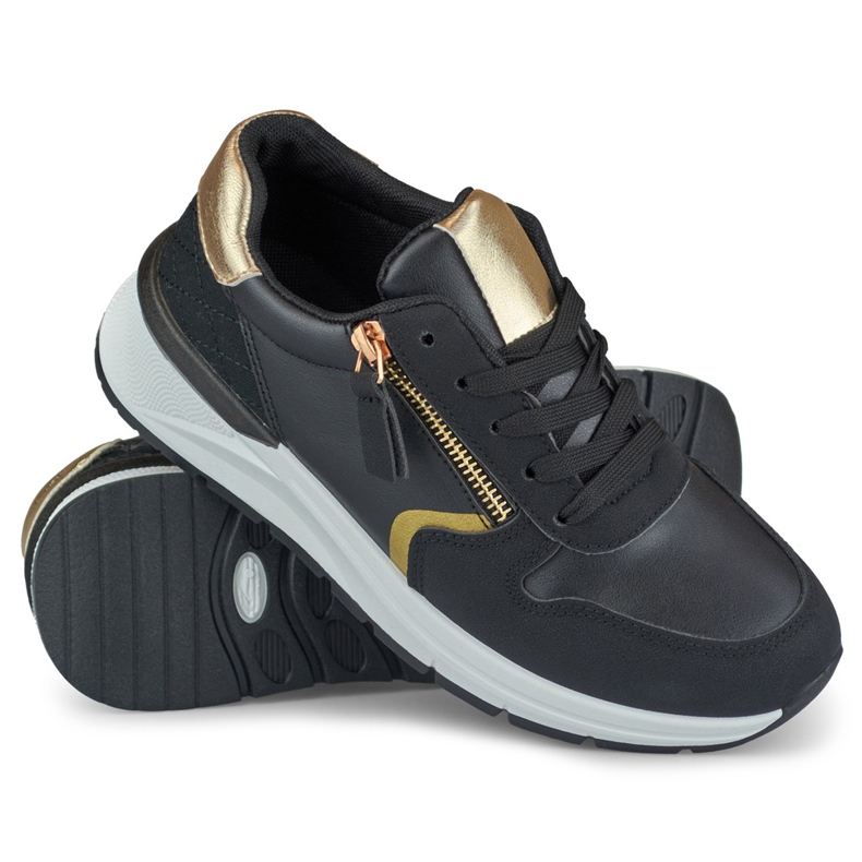 Scarpe sportive da donna nere con cerniera dorata nero 1
