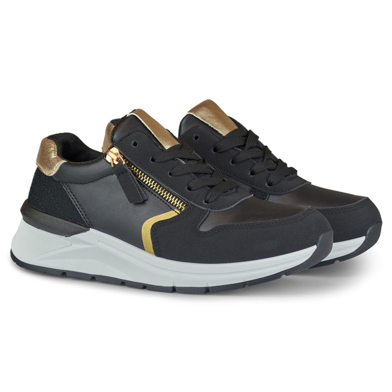Scarpe sportive da donna nere con cerniera dorata nero 2