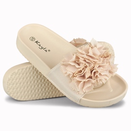 Pantofole floreali beige da donna Violett 1