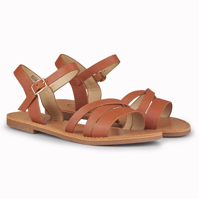 Sandali piatti marroni da donna viola marrone 2