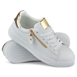 Scarpe sportive da donna con cerniera dorata bianco 1