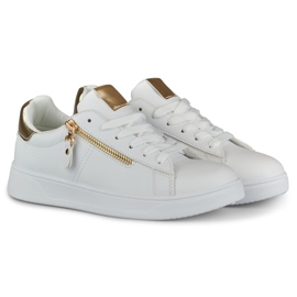 Scarpe sportive da donna con cerniera dorata bianco 2