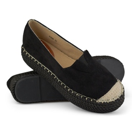 Espadrillas con plateau in camoscio nero 1