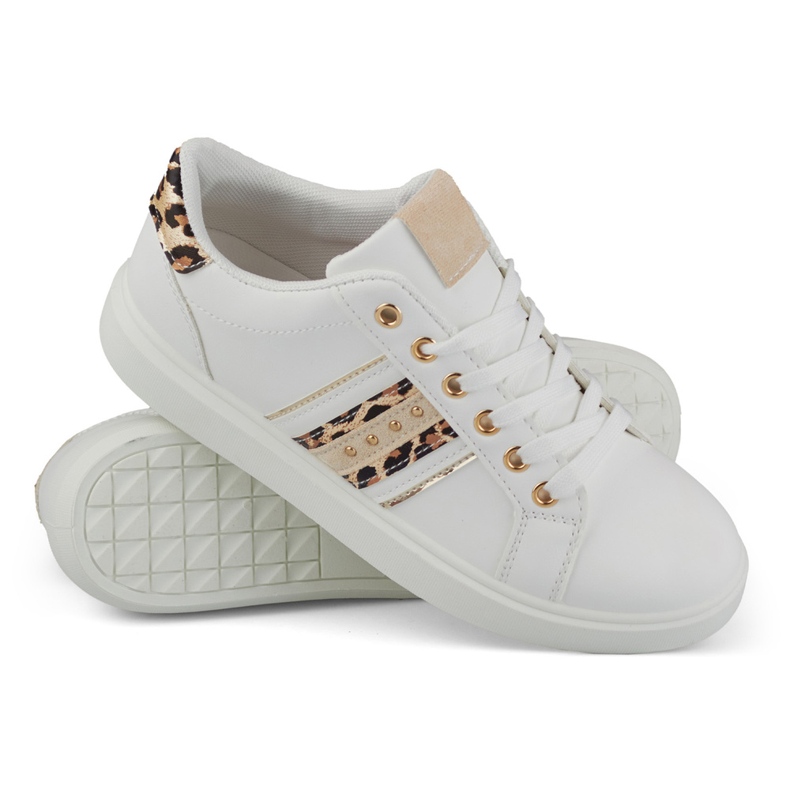 Scarpe sportive da donna bianche con una delicata decorazione bianco 2