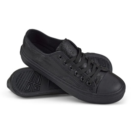 Sneakers nere lucide con suola nera nero 1