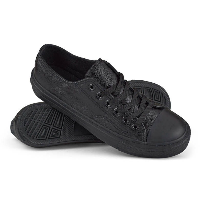 Sneakers nere lucide con suola nera nero 1