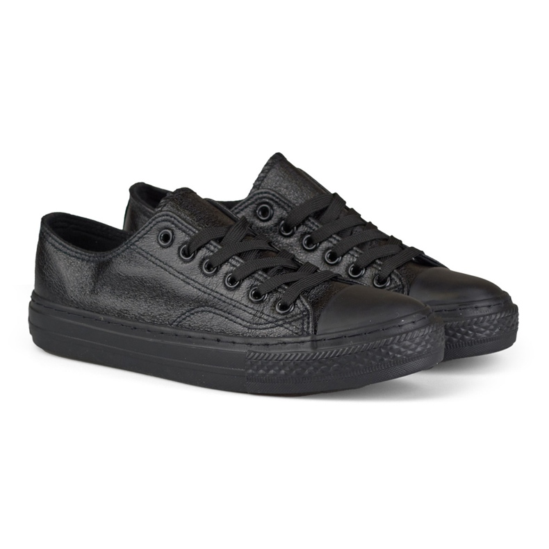 Sneakers nere lucide con suola nera nero 2