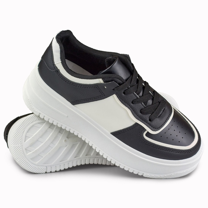 Scarpe sportive con plateau in bianco e nero 1