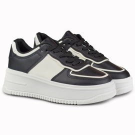Scarpe sportive con plateau in bianco e nero 2