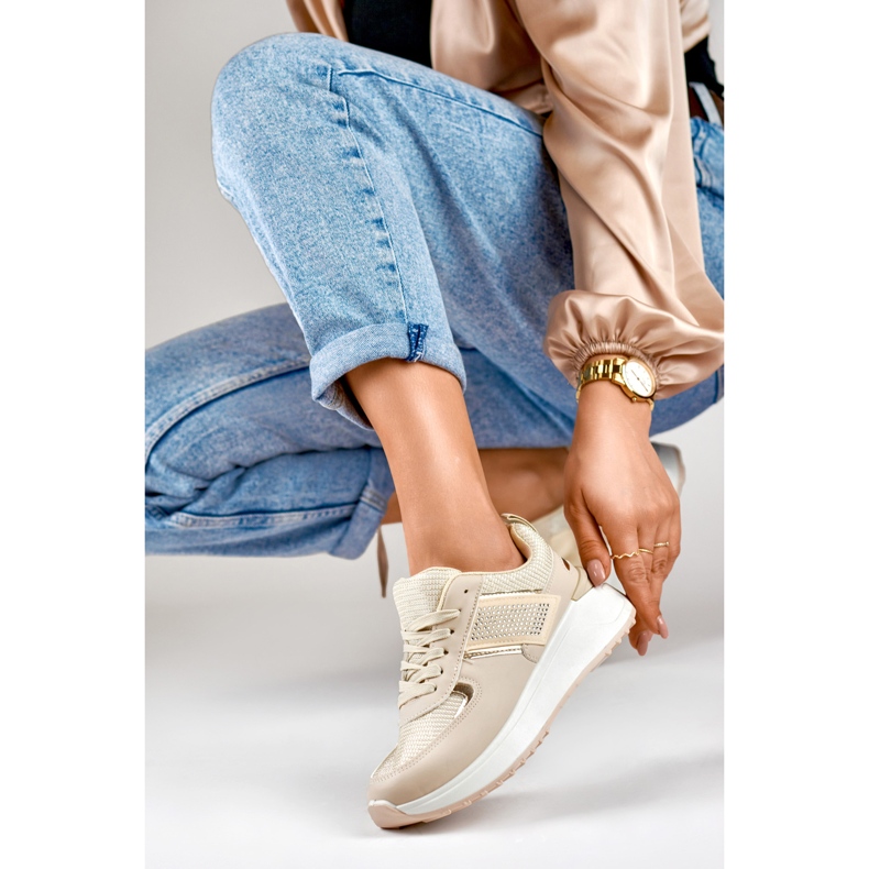 Scarpe sportive casual beige da donna 1