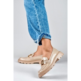 Francesine beige con decorazioni in oro 2