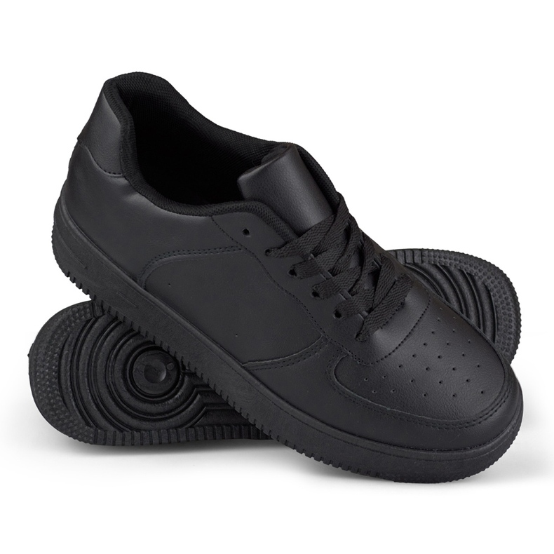 Classiche sneakers sportive nere con suola nera nero 1