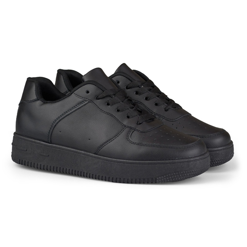 Classiche sneakers sportive nere con suola nera nero 2