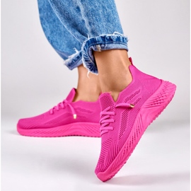 Scarpe sportive da donna elastiche fucsia rosa 2