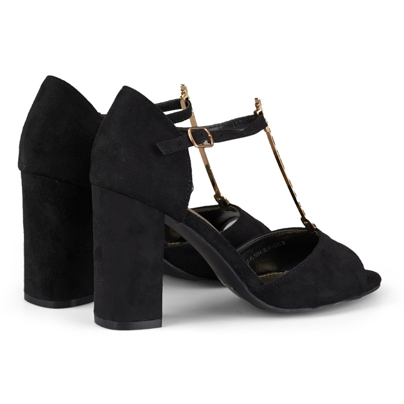 Eleganti sandali con tacco alto e decorazioni in oro nero 1