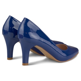 Tacchi laccati blu navy con inserto in pelle 1
