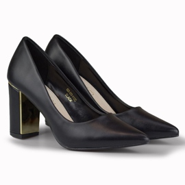 Eleganti décolleté con tacco decorativo nero 1
