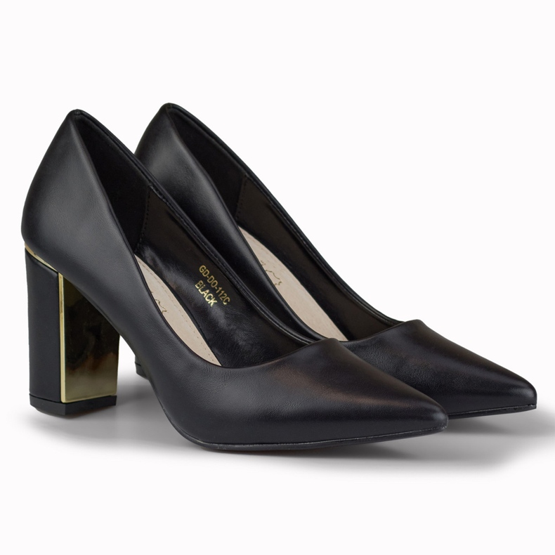 Eleganti décolleté con tacco decorativo nero 1