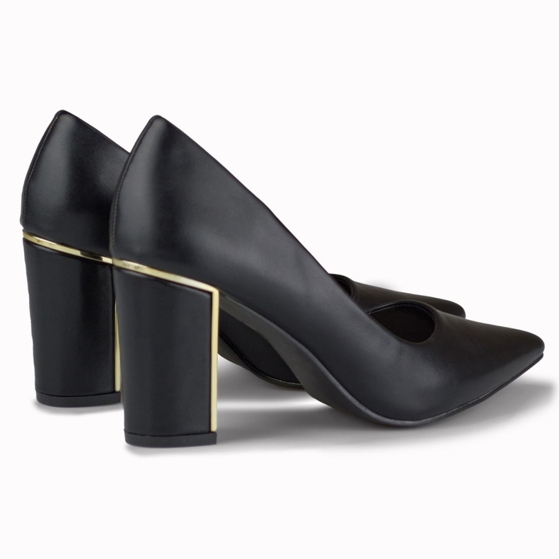 Eleganti décolleté con tacco decorativo nero 2