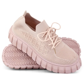 Scarpe sportive da donna rosa elastiche 1