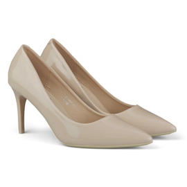 Décolleté beige laccate con tacco alto 2